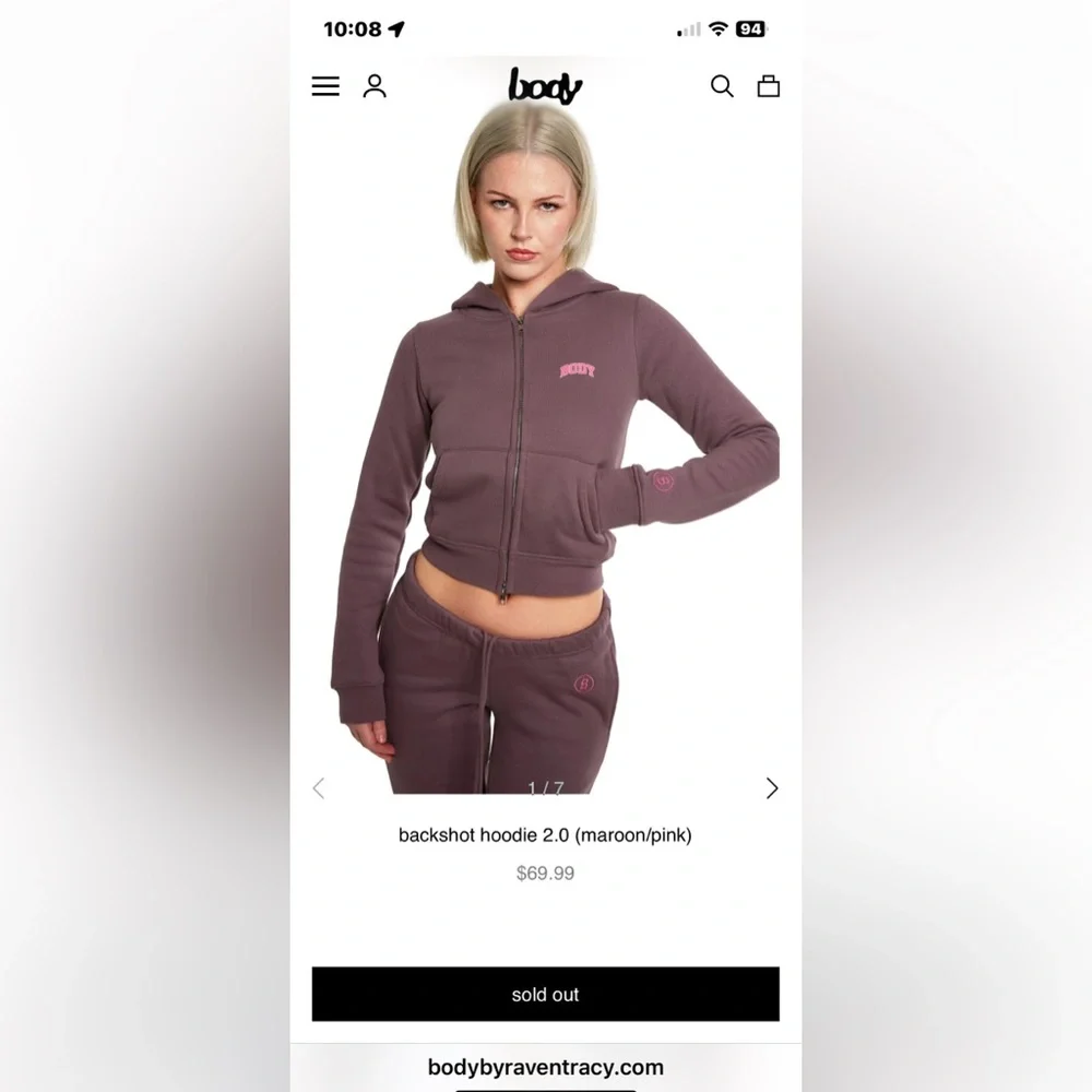 BODY - by Raven Tracy  Hoodie with Pink Logo - new with no tags - Picture 7 of 10